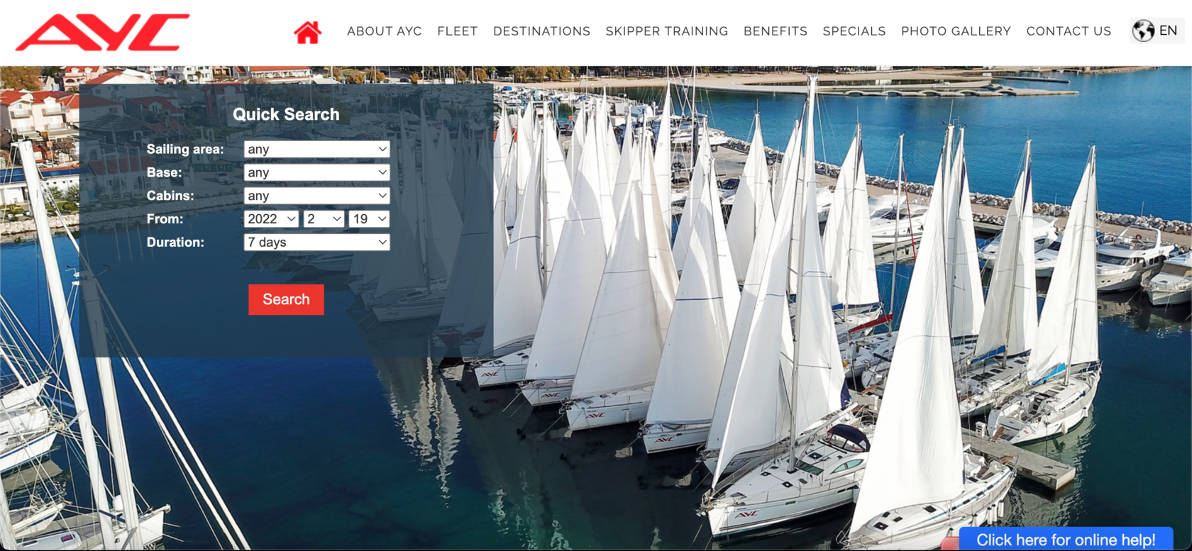 ONLINE BOOKING SYSTEM FOR YACHT CHARTER COMPANY